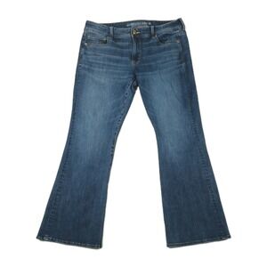 American Eagle Jeans Womens 16 Blue Denim 360 Super Stretch Kick Boot Dark Wash